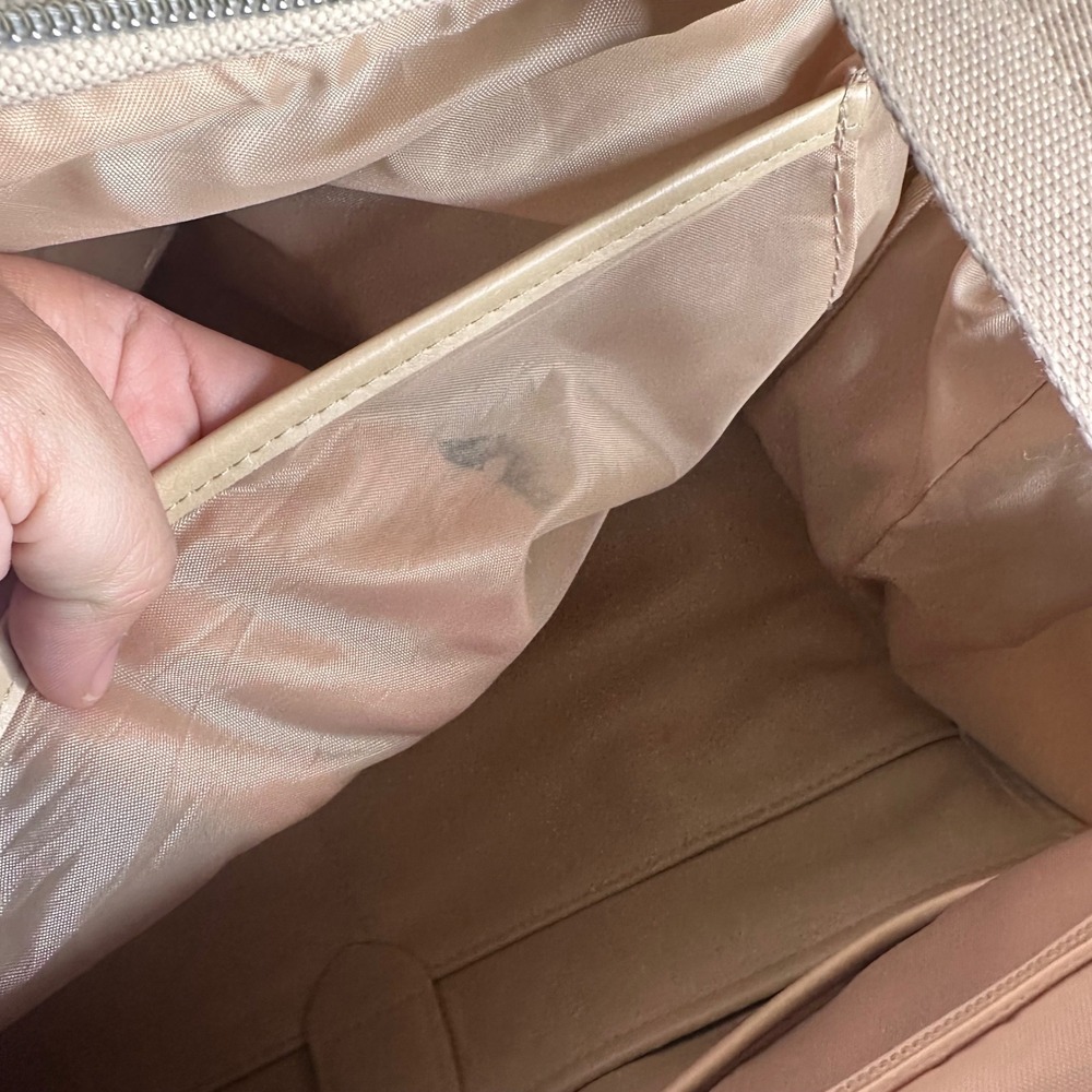 BEIS The Weekender Bag Beige Canvas Faux Leather Travel Tote Shoe Compartme - Picture 11 of 11